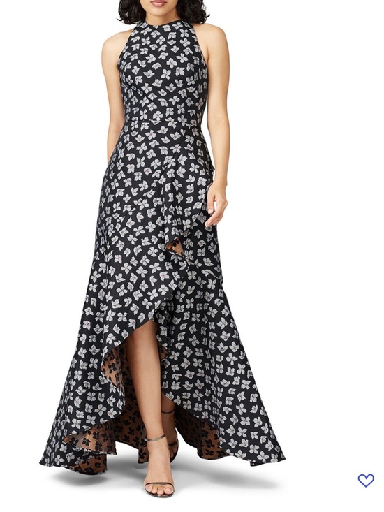 Monique Lhuillier Black and White Floral High-Low Skirt